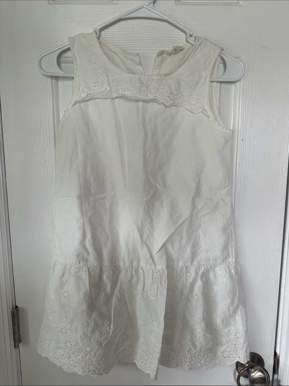 Hayden Girls Cream Eyelet Dress with Scalloped Hem